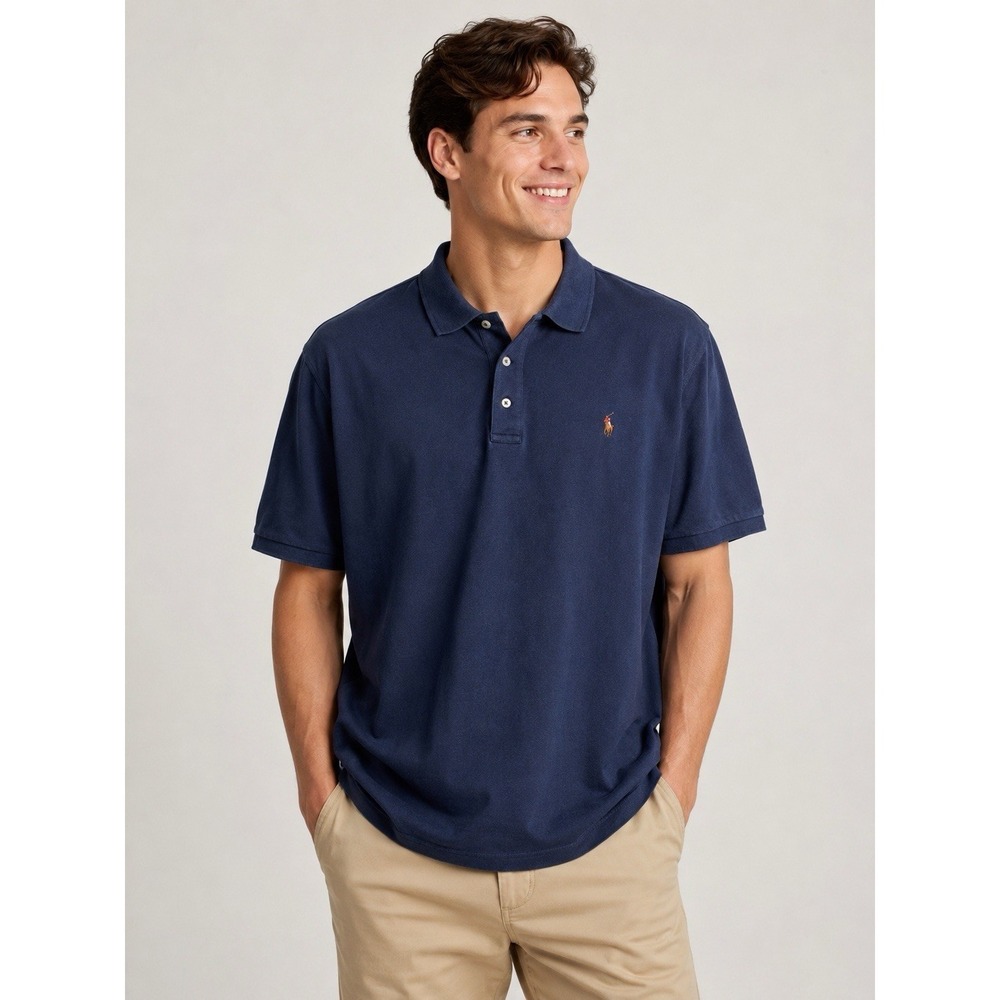 Polo Ralph Lauren Mens XXL Classic Fit Navy Blue Soft Cotton Pony Polo Shirt 2XL